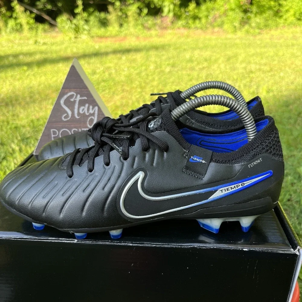 Nike Legend 10 Elite FG Soccer Cleats Men Size 6.5 /‎ Women Size 8 Black / Blue